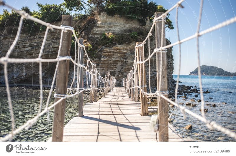 Bridge to Cameo Island Nature Summer Beautiful weather Ocean Tourist Attraction Vacation & Travel Tourism Wooden bridge Zakynthos Vacation photo cameo