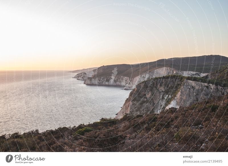 Zakynthos Environment Nature Landscape Sky Cloudless sky Summer Rock Ocean Natural Warmth Mediterranean sea Greece Colour photo Exterior shot Deserted Twilight