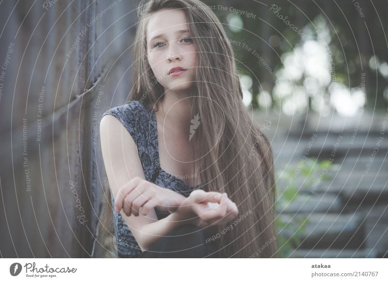 portrait of a beautiful young sad hipster girl Lifestyle Style Beautiful Face Relaxation Freedom Summer Human being Woman Adults Youth (Young adults) Nature