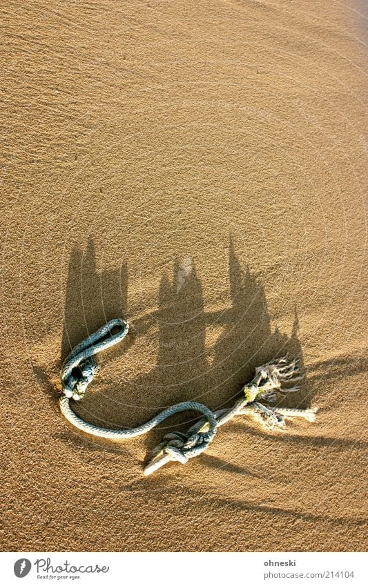 sandcastle Vacation & Travel Summer vacation Rope Beach Knot Sand Flotsam and jetsam Colour photo Shadow Sunlight Deserted Copy Space top Copy Space middle