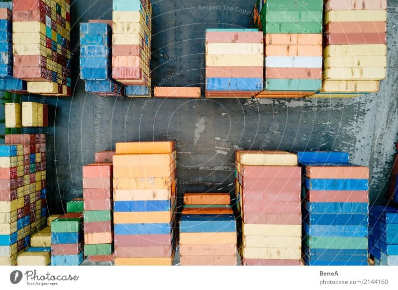 Colorful cargo container in a goods warehouse Construction site Factory Economy Industry Trade Logistics Business Company Technology Truck Container