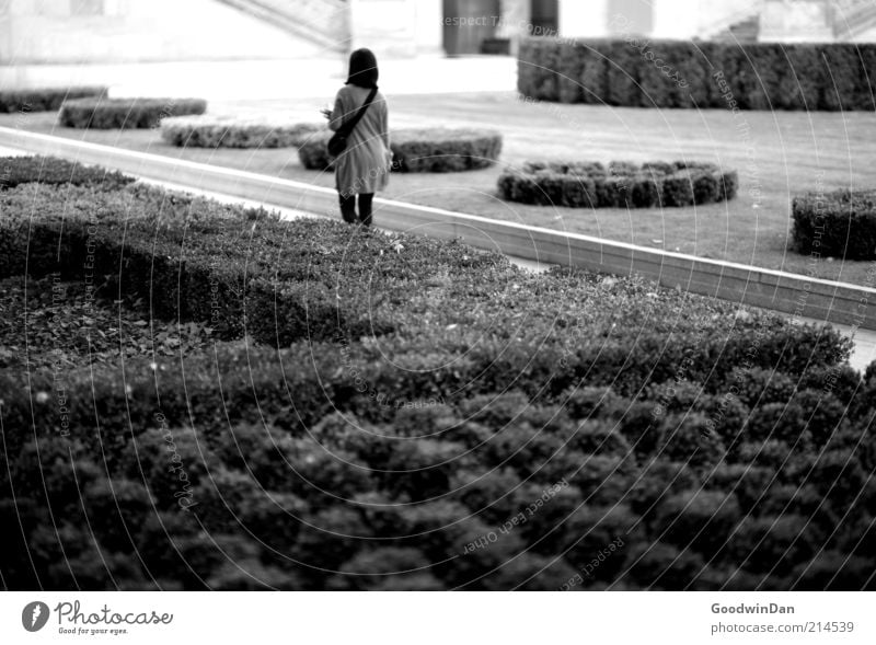 let go. Human being Feminine Young woman Youth (Young adults) 1 Environment Nature Park Going Cold Emotions Moody Cancelation Ignore Black & white photo