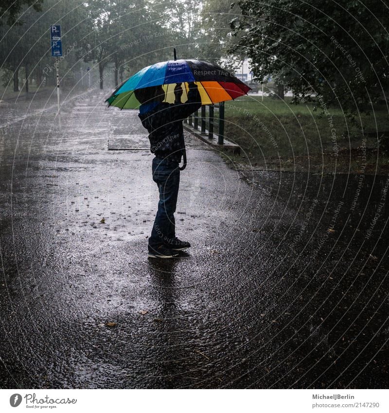 little boy under the umbrella Child Masculine Toddler Boy (child) 1 Human being 8 - 13 years Infancy Drops of water Bad weather Storm Umbrella Stand Berlin