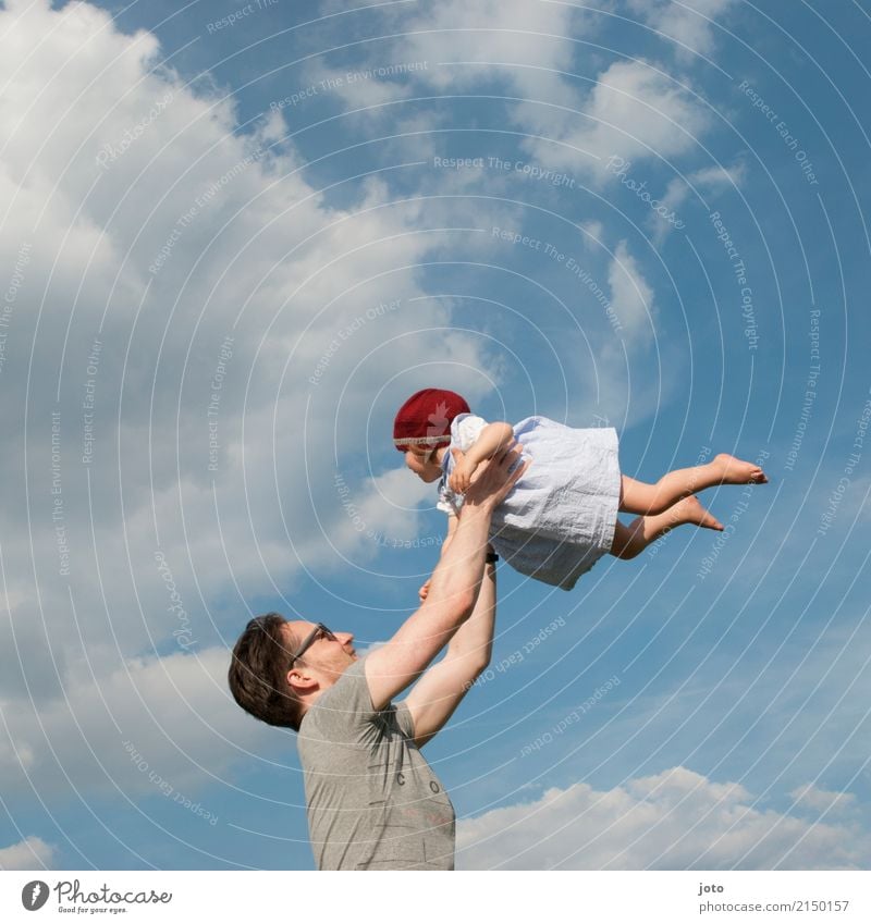 Man throws a girl in the air Joy Happy Harmonious Contentment Children's game Vacation & Travel Trip Adventure Freedom Summer Summer vacation Parenting Toddler