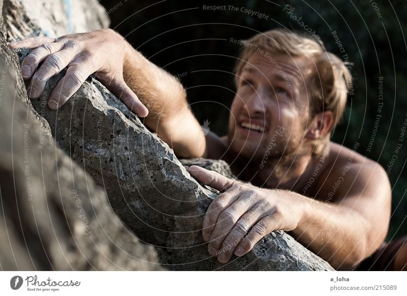 Go Climb A Rock! (II) Lifestyle Summer Sports Climbing Mountaineering Climbing facility Masculine Young man Youth (Young adults) Face Arm 1 Human being Blonde