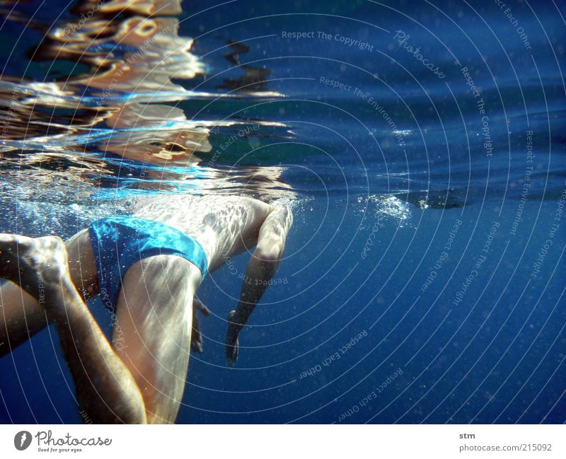 Underwater shot of a swimming man Skin Life Relaxation Swimming & Bathing Vacation & Travel Tourism Summer Summer vacation Ocean Waves Masculine Young man