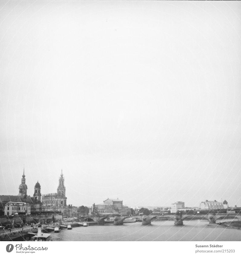 Ringoletto Tourism Sightseeing City trip Summer Downtown Old town Skyline Church Dome Bridge Historic Dresden Elbe Medium format Steamer Semper Opera