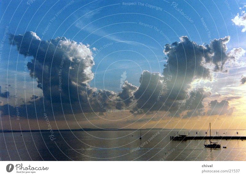 Lake Constance Evening sun Clouds Water