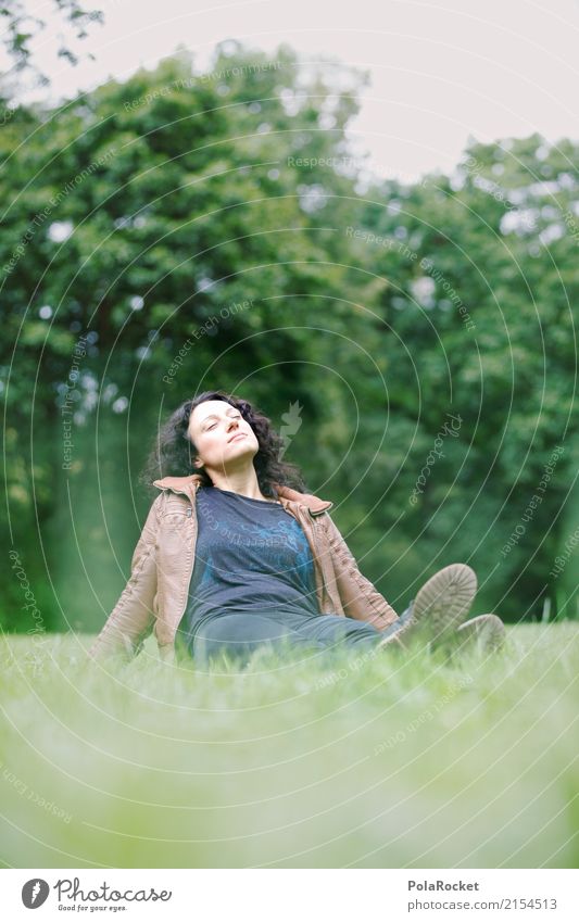 #A# Chillin Human being Feminine 1 Esthetic Park Break Calm Idyll Woman Sit Exterior shot Summer Summery Colour photo Multicoloured Copy Space left