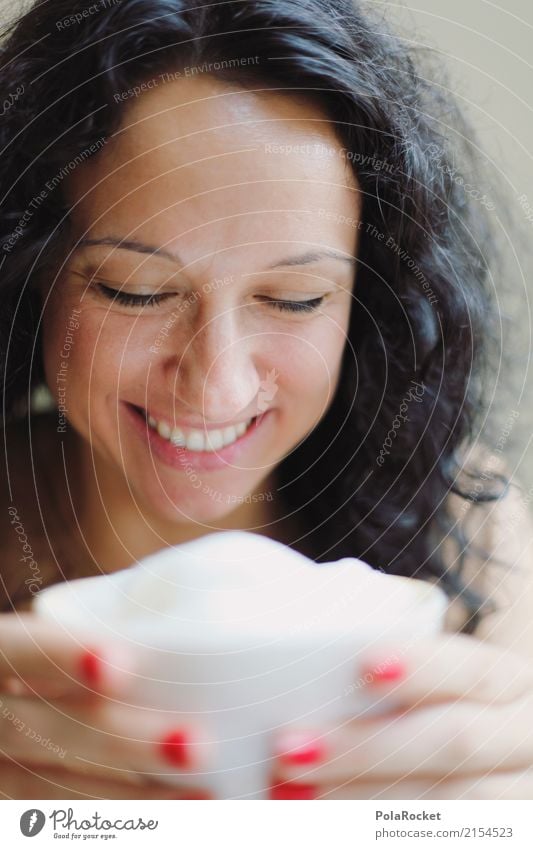 #A# Funny moment Art Esthetic Woman Laughter Smiling Joy Comical Coffee Friendliness Young woman Colour photo Subdued colour Interior shot Studio shot Close-up