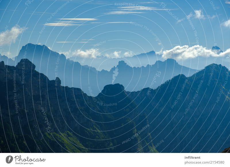 View over the peaks of the Dolomites Adventure Far-off places Mountain Hiking Nature Landscape Rock Alps Peak Threat Gigantic Tall Natural Above Wild Blue