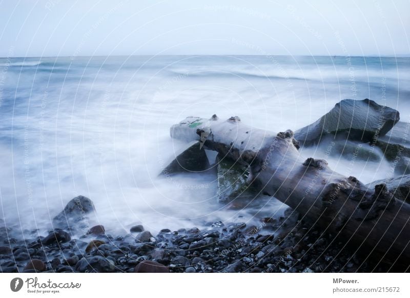 east coast Environment Nature Landscape Water Horizon Bad weather Wind Fog Waves Coast Lakeside Beach Bay Baltic Sea Ocean Deserted Stone Fantastic Wet