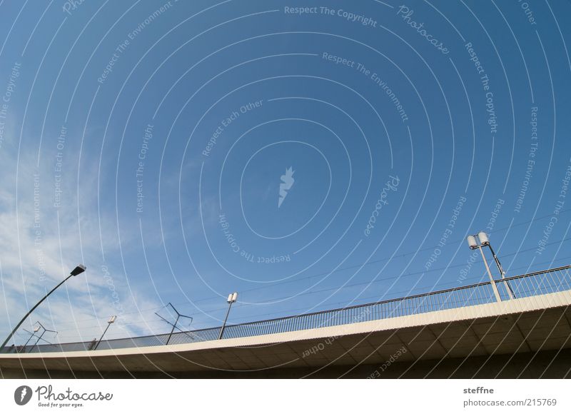 suspension bridge Cloudless sky Beautiful weather Transport Traffic infrastructure Bridge Lantern High voltage power line Colour photo Exterior shot Day