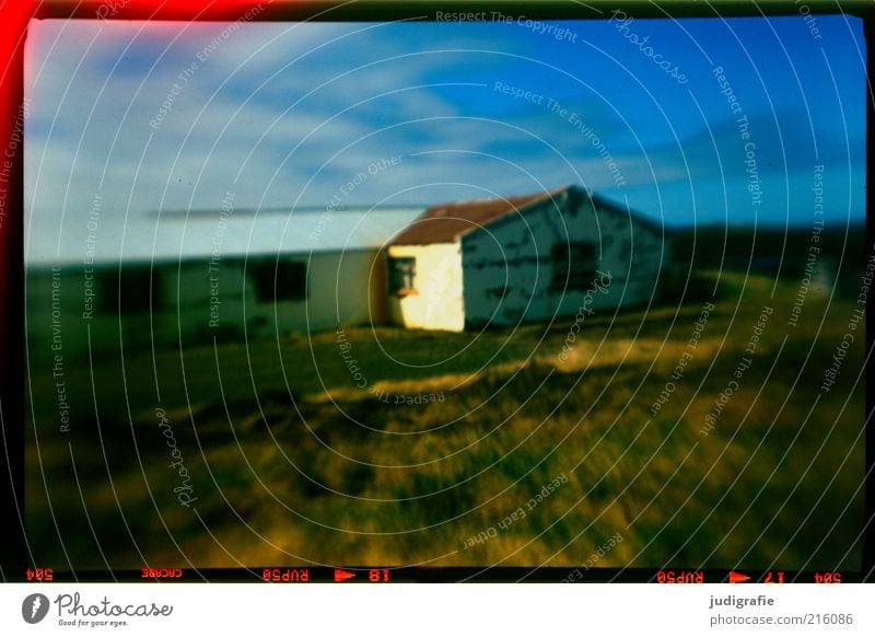 Iceland Nature Sky Meadow House (Residential Structure) Detached house Hut Building Wall (barrier) Wall (building) Living or residing Dark Moody Loneliness