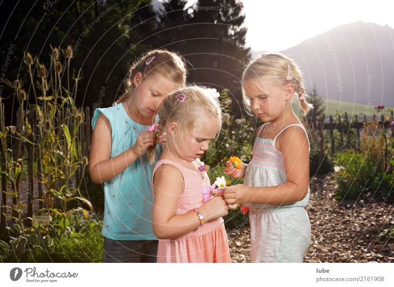 Flower girl 2 Girl Environment Nature Plant Spring Summer Garden Beautiful Happy Child Colour photo Exterior shot