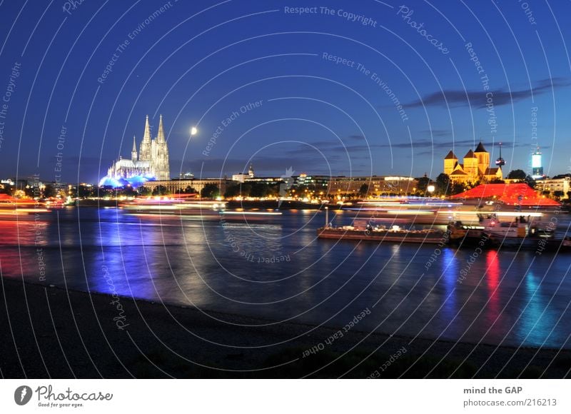 the moon over cologne - the moon over cologne Downtown Old town Skyline Church Dome Tourist Attraction Landmark Cologne Cathedral Musical Dome St. Kunibert