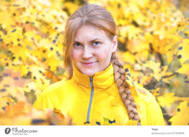 Pretty young woman with red hair in the autumn park Lifestyle Elegant Joy Happy Beautiful Hair and hairstyles Face Healthy Health care Wellness Well-being