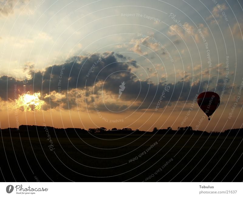 Balloon in the evening glow Aviation Evening afterglows Sky Sun Hot Air Balloon