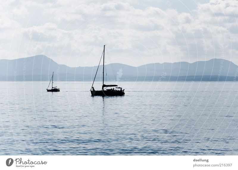 Mallorca VIII Landscape Water Sky Beautiful weather Ocean Mediterranean sea Island Majorca Relaxation Blue Gray Black Calm Watercraft Sailboat Lake Bay