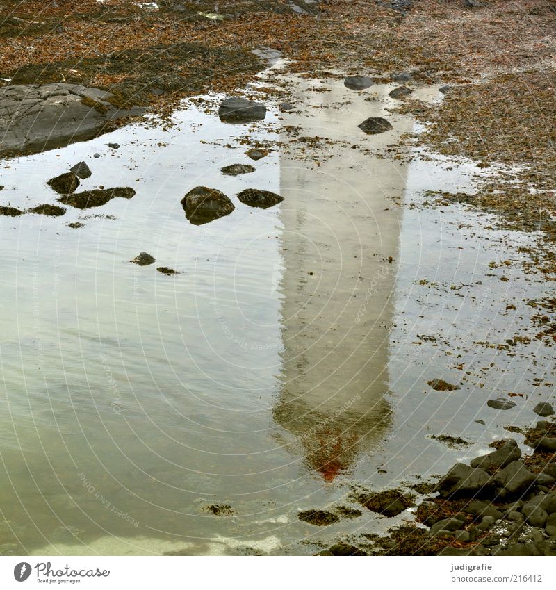 Iceland Environment Nature Landscape Water Coast Bay Fjord Ocean acranes Lighthouse Navigation Harbour Simple Moody Stone Colour photo Exterior shot Deserted