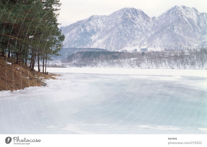 pristine ice Far-off places Freedom Winter Snow Winter vacation Environment Nature Climate Beautiful weather Ice Frost Mountain The Altai Mountains Lakeside