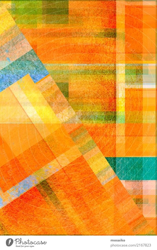 geometric colour play Lifestyle Elegant Style Design Joy Art Work of art Esthetic Authentic Exceptional Friendliness Retro Blue Multicoloured Yellow Orange