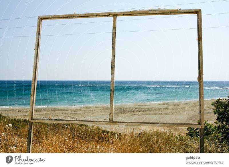 transparency Far-off places Freedom Summer Beach Ocean Waves Nature Landscape Beautiful weather Coast Warmth Blue Brown Wanderlust Idyll Uniqueness Crete