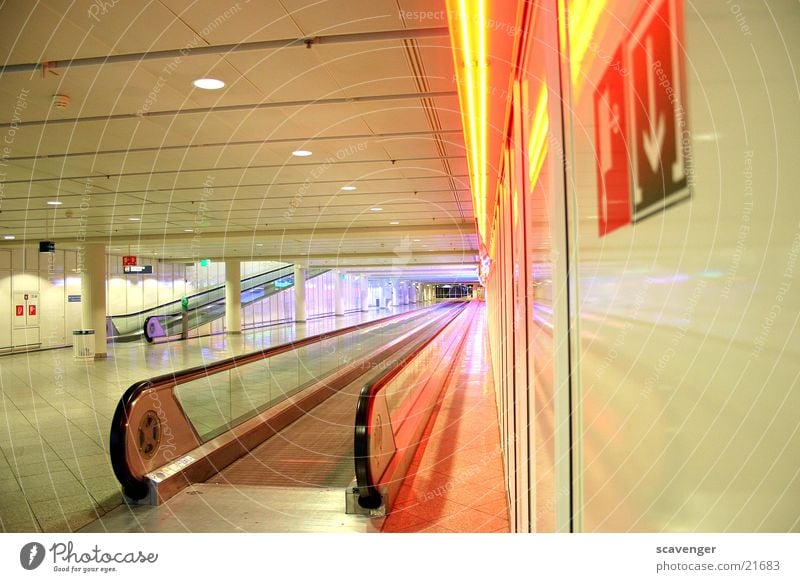 gateway Escalator Munich Moving pavement Far-off places Multicoloured Architecture Airport Light Colour Stairs Lanes & trails