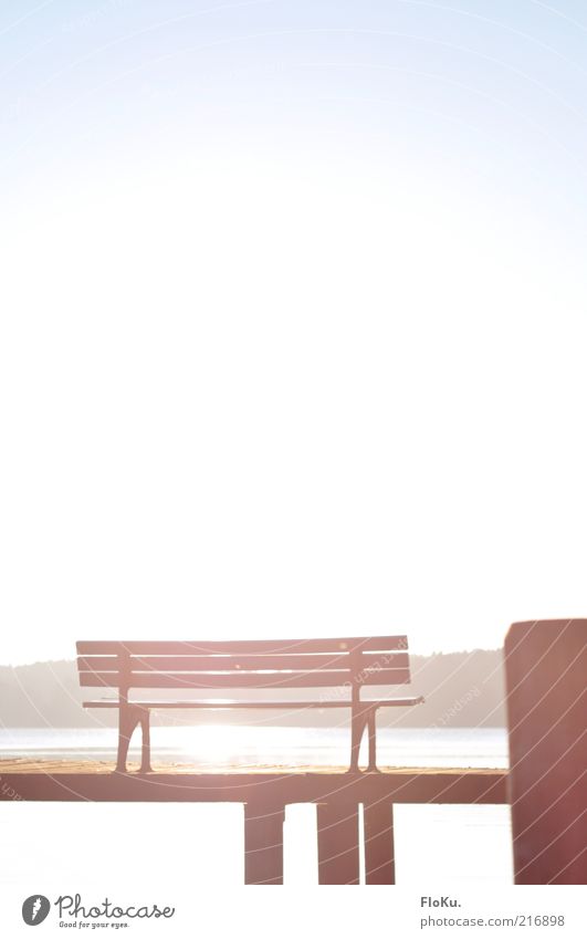 Come sit down. Environment Nature Landscape Water Sun Sunlight Beautiful weather Park Coast Lakeside Illuminate Free Friendliness Warmth Blue White Break