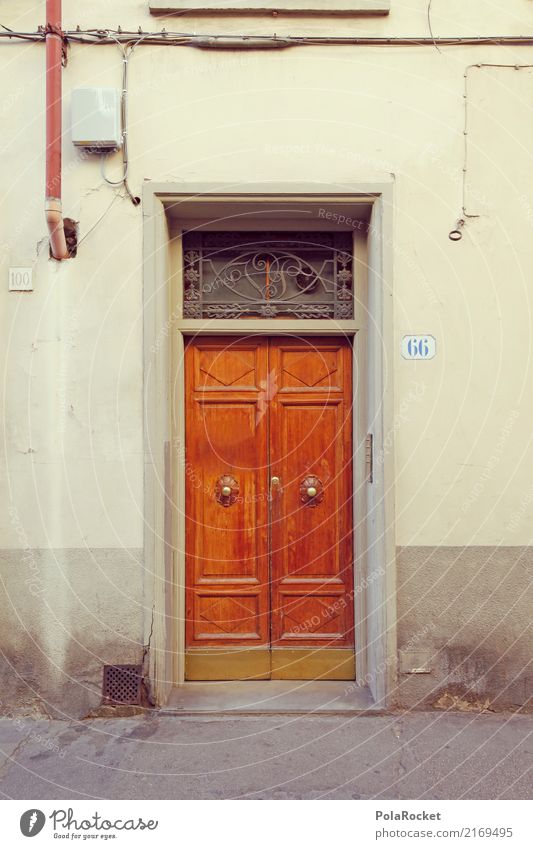 #A# Door 66 Art Esthetic Facade Route 66 Mediterranean Wooden door Florence Italy Colour photo Subdued colour Exterior shot Detail Experimental