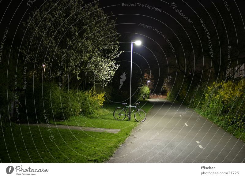 Lantern & Bicycle Light Night Long exposure Grass Green Dark Black Lamp Transport 10sec canon EOS Bright Away. clearing Street