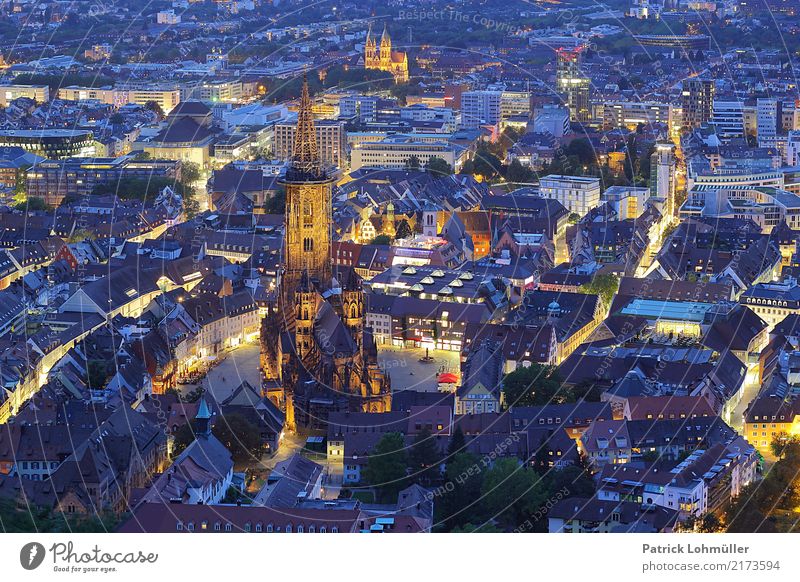 Freiburg from above Tourism Freiburg im Breisgau Germany Baden-Wuerttemberg Europe Small Town Downtown Old town House (Residential Structure) Church