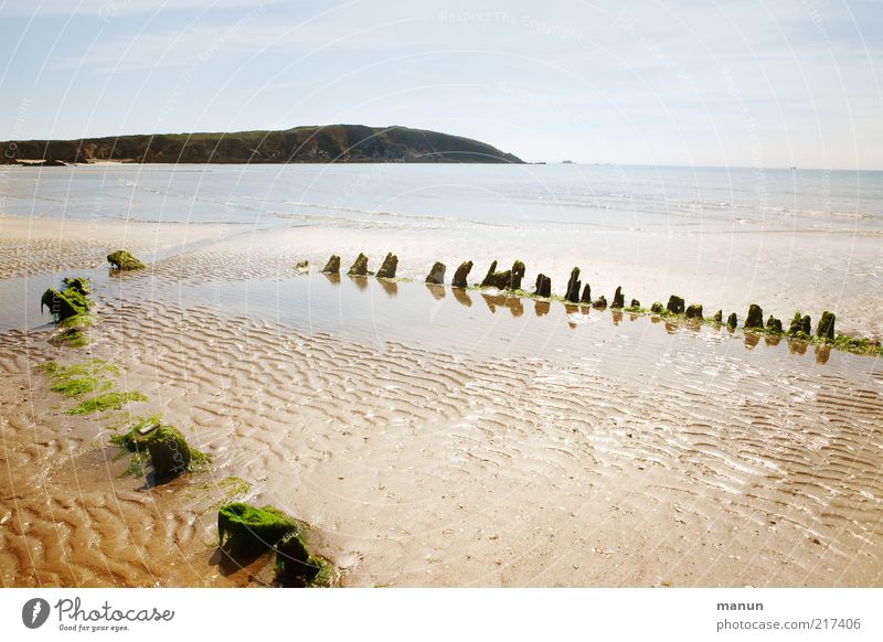 The boat Summer Nature Landscape Elements Sand Coast Beach Bay Ocean Fishing boat Wreck Authentic Broken Wanderlust Decompose Accident Colour photo