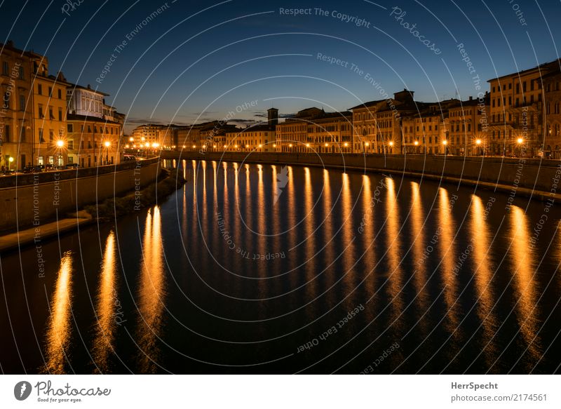 Pisa without tower Cloudless sky Beautiful weather River bank Arno Tuscany Port City Downtown Old town Skyline House (Residential Structure) Building