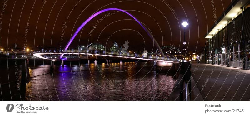 Eye song bridge Newcastle (panorama) England Great Britain Night shot Reflection Panorama (View) Bridge Baltic Millennium Bridge Water Large Panorama (Format)