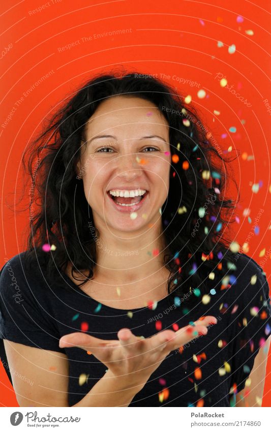 #A# Confetti Orange Feminine 1 Human being Esthetic Woman Joy Comical Funster The fun-loving society Bonfire Joybringer Surprise Colour photo Multicoloured