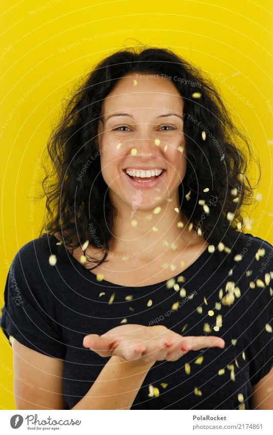 #A# Confetti-Yellow Feminine Art Esthetic Joy Comical Funster The fun-loving society Many Happy Birthday Surprise Colour photo Multicoloured Interior shot