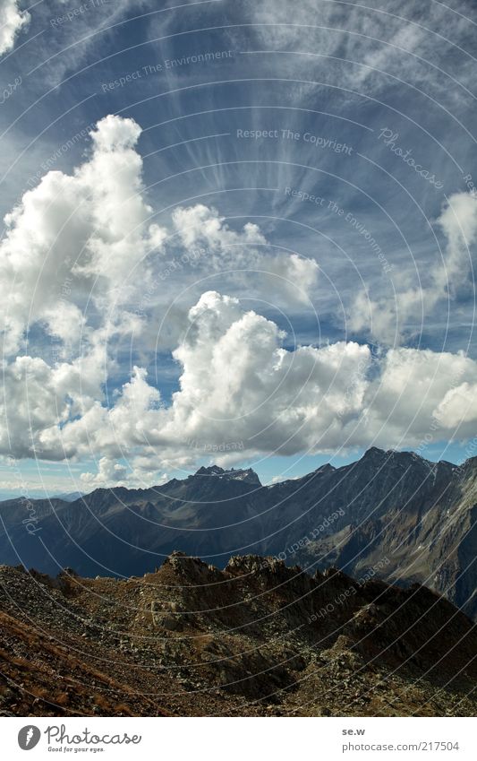 Desert (Antholz [6]) Sky Clouds Beautiful weather Rock Alps Mountain Antholzer valley Rotwand Mountain ridge Sharp-edged Far-off places Gigantic Infinity Blue