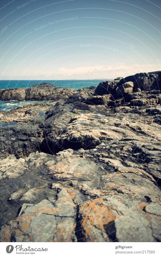 grey-blue Environment Nature Landscape Elements Water Sky Coast Beach Bay Ocean Island Esthetic Stone Rocky coastline England Cornwall Great Britain Horizon