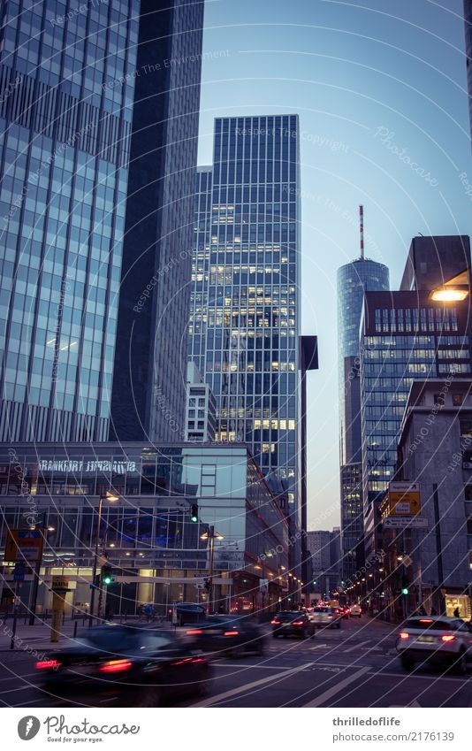 Frankfurt, out of the office Town Downtown Skyline Populated House (Residential Structure) High-rise Bank building Manmade structures Building Architecture