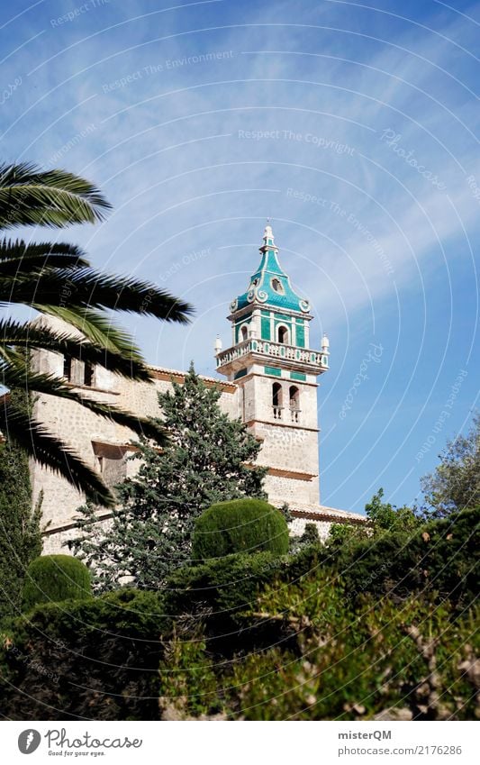 Turm mit Musik. Environment Nature Kitsch Garden Valldemossa Tower Colour photo Multicoloured Exterior shot Deserted Copy Space left Copy Space right