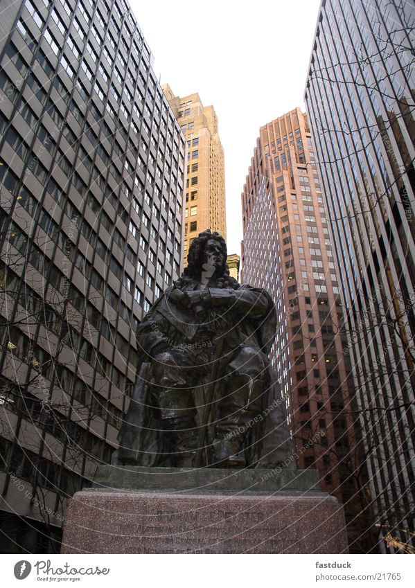 old meets new New York City Abraham DePeyster Architecture Manhattan Statue Sculpture Monument Central perspective High-rise facade