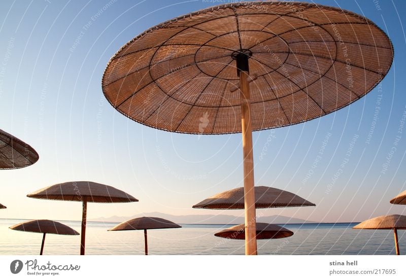 UNDER THE MEDITERRANEAN SUN - UMBRELLAS Landscape Summer Beautiful weather Beach Umbrellas & Shades Vacation & Travel Esthetic Blue Yellow Gold