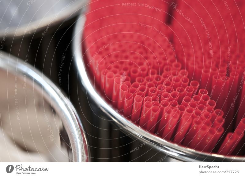 Straws at Dean & Deluca Metal Plastic Red Silver Containers and vessels Cylinder Donor Colour photo Interior shot Close-up Detail Deserted Copy Space left