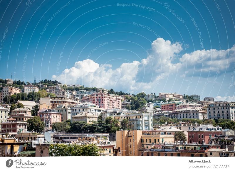 Genoa Skyline 4 Colour photo Exterior shot Day Panorama (View) Deserted Trip Sightseeing City trip Summer Summer vacation Port City House & Houses Maritime Town