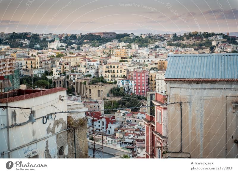 Sunset in Naples with a view of the city Day Evening Twilight Dusk Italy Vacation & Travel Travel photography House (Residential Structure) Panorama (View)