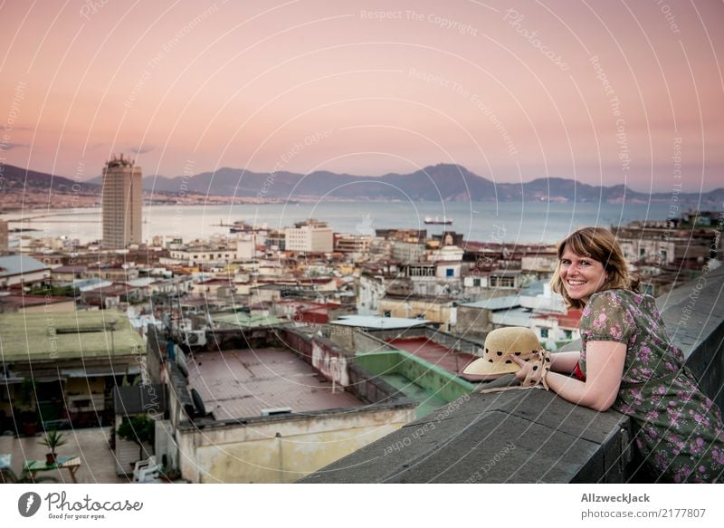 Naples Panorama 2 Colour photo Exterior shot Twilight Panorama (View) Looking into the camera Smiling Happy Copy Space top Vacation & Travel Trip Far-off places