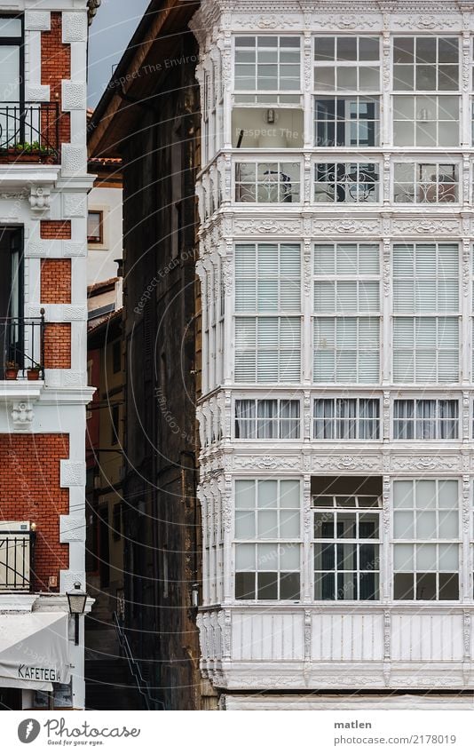 all facade Town Deserted House (Residential Structure) Manmade structures Architecture Facade Balcony Window Old Esthetic Authentic Dark Historic Brown Gray Red