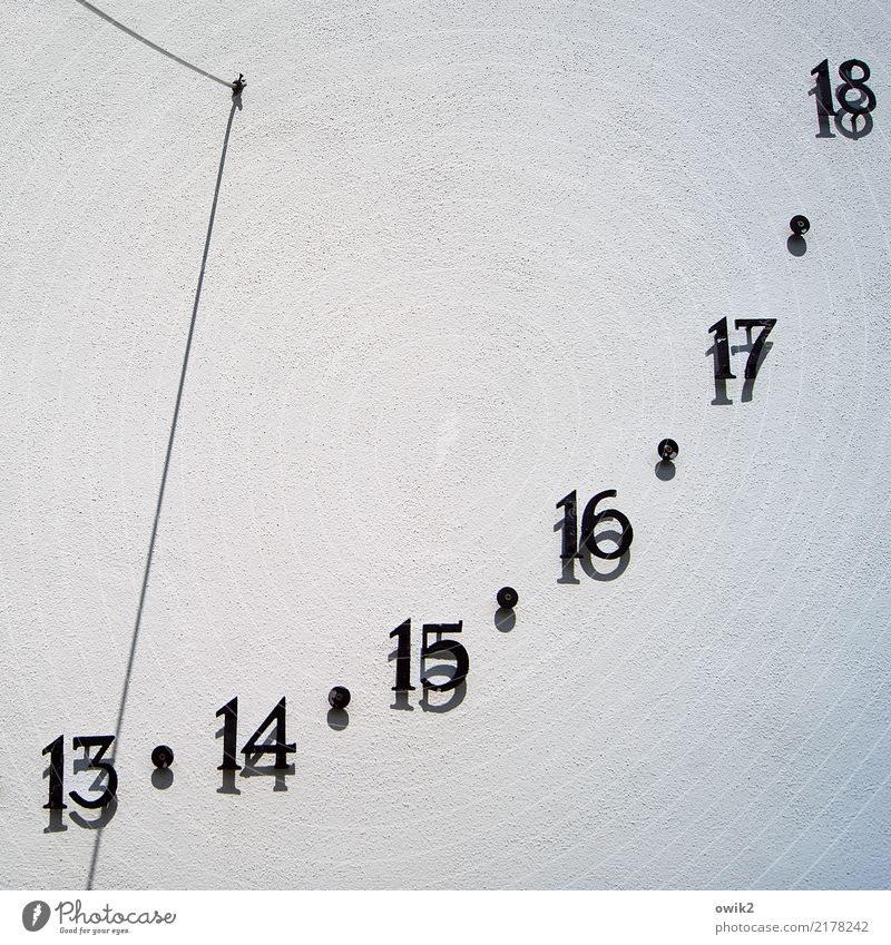 too late Wall (barrier) Wall (building) Facade Sundial Signal Time Digits and numbers Simple Dependability Prompt Patient Transience Change Reduplication