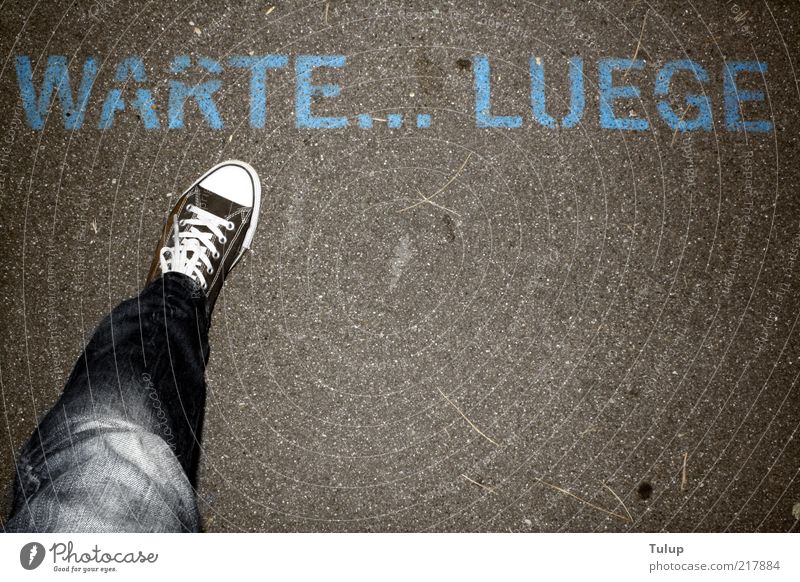 Waiting for the next lie Legs Feet 1 Human being Pedestrian Going Subdued colour Exterior shot Deserted Copy Space right Evening Flash photo Bird's-eye view